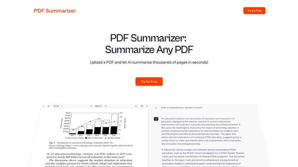PDFSummarizer.org 工具截图