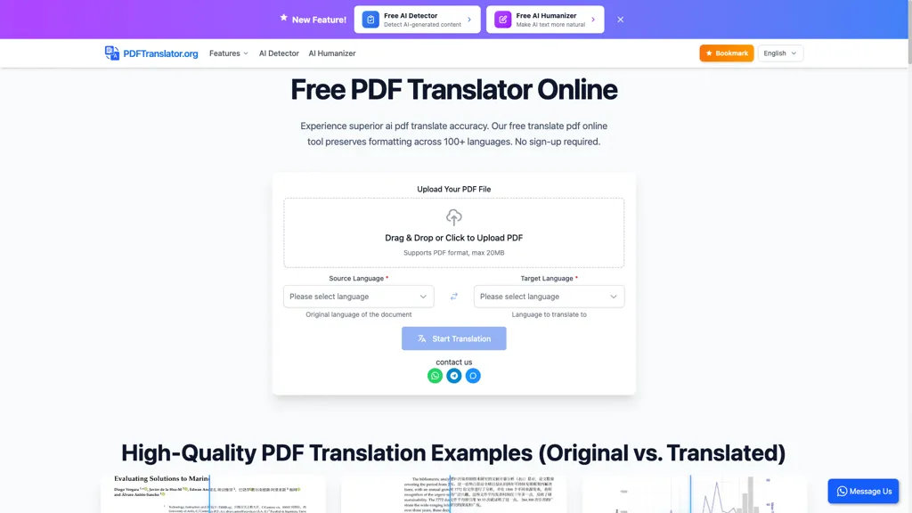 PDFTranslator.org 官网截图