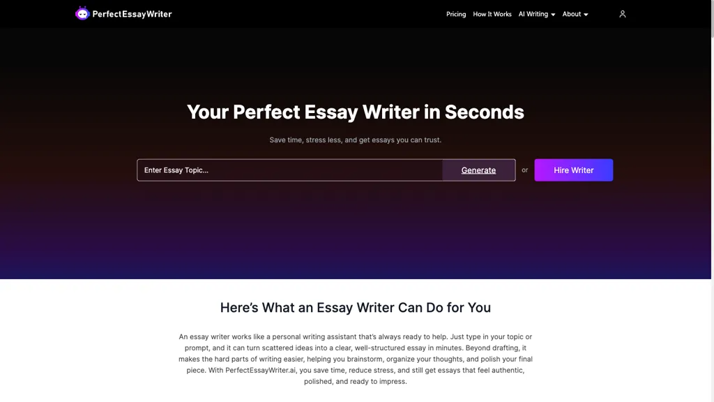 PerfectEssayWriterAI 官网截图