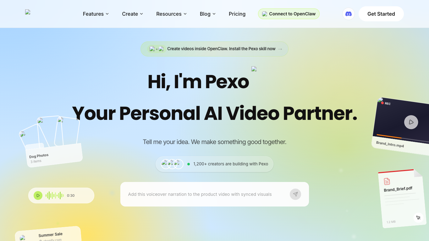 Pexo AI 官网截图