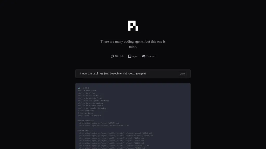 Pi.dev 官网截图