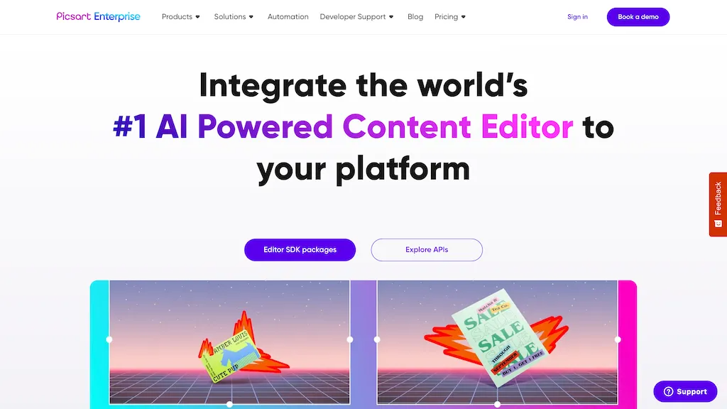 Picsart Creative APIs 官网截图