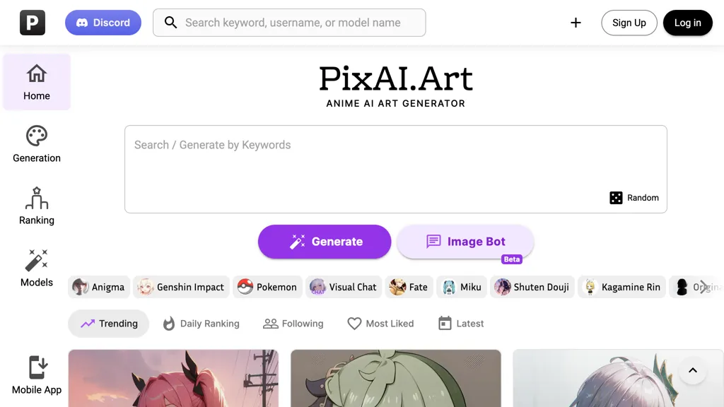 PixAI.ART 官网截图