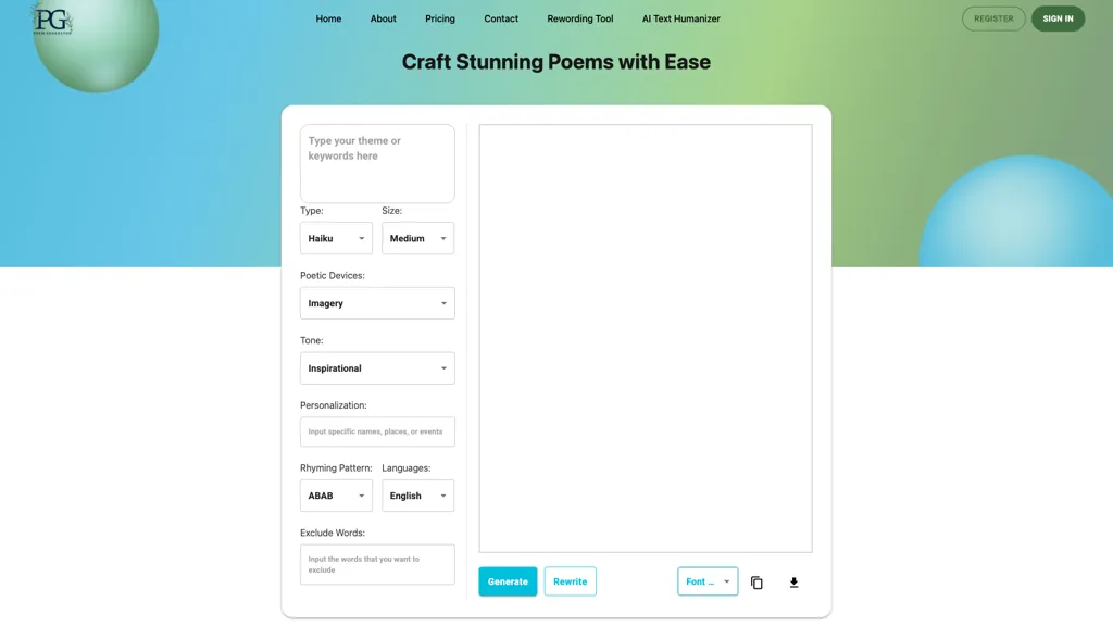 AI Poem Generator 官网截图