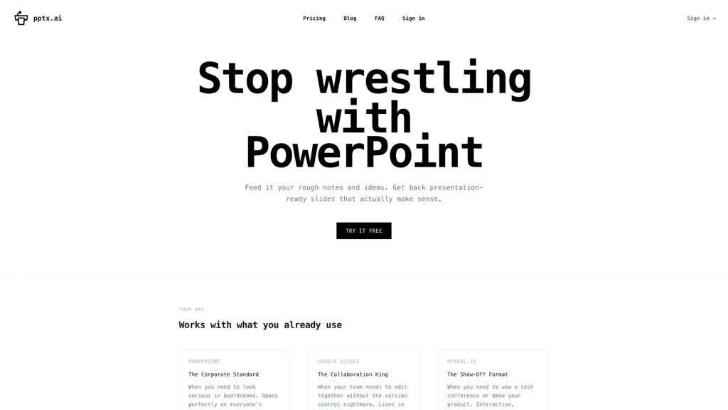 PPTX.ai 官网截图