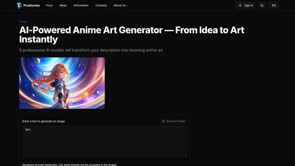 Problembo Anime Generator 官网截图