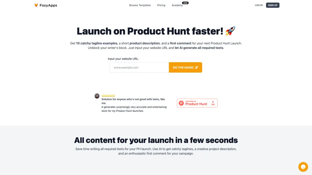 Product hunt launcher 官网截图