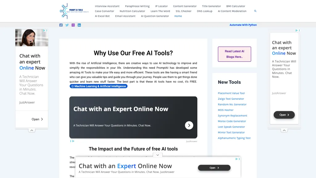 PromptAI Tools 官网截图