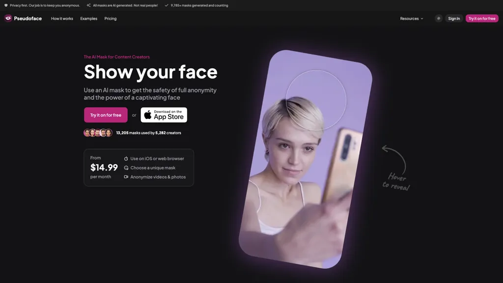 Pseudoface 官网截图