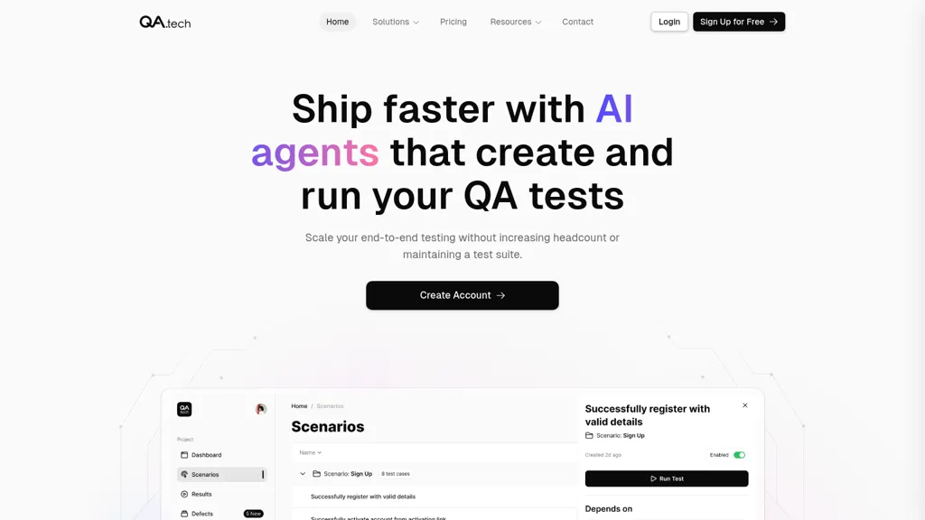 QA.tech 官网截图