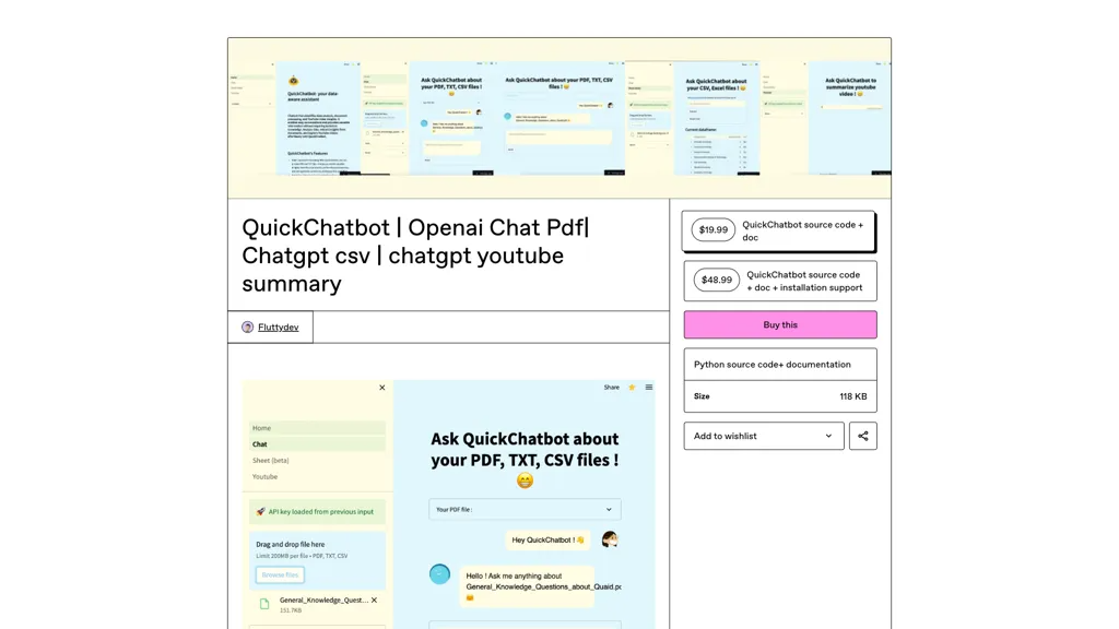 QuickChatbot 官网截图