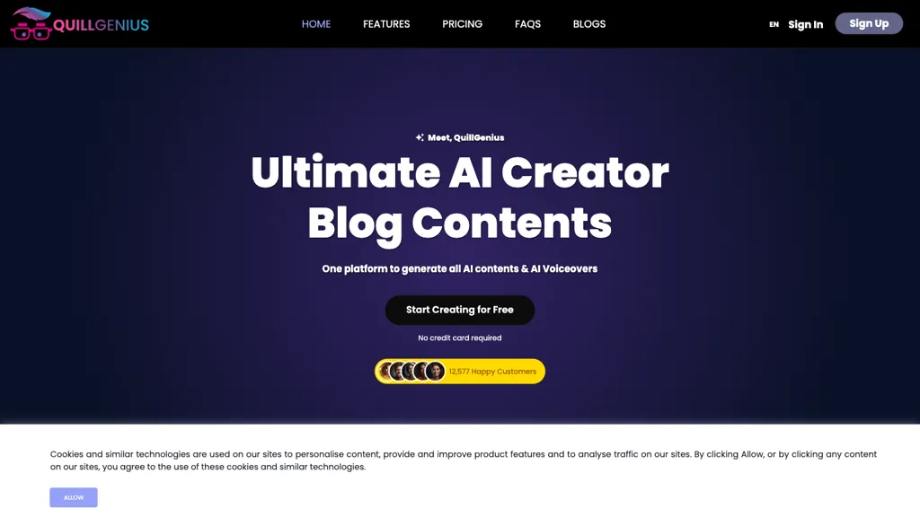 QuillGenius AI Copywriting Tool 官网截图