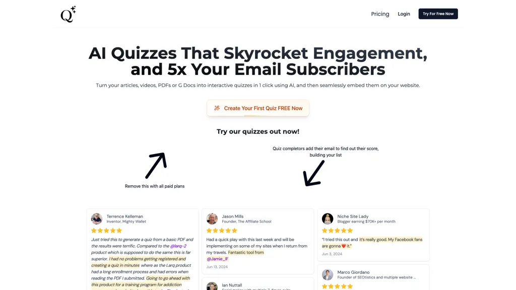 QuizWizard 官网截图