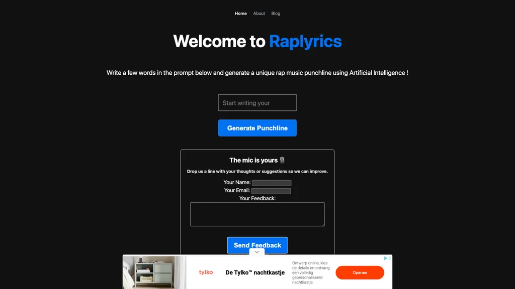 Raplyrics 官网截图
