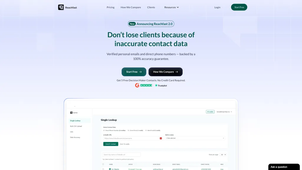 Reachfast.ai 官网截图