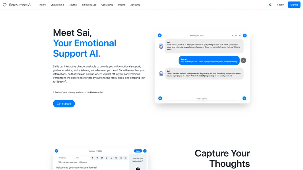 Reassurance AI (Beta) 官网截图