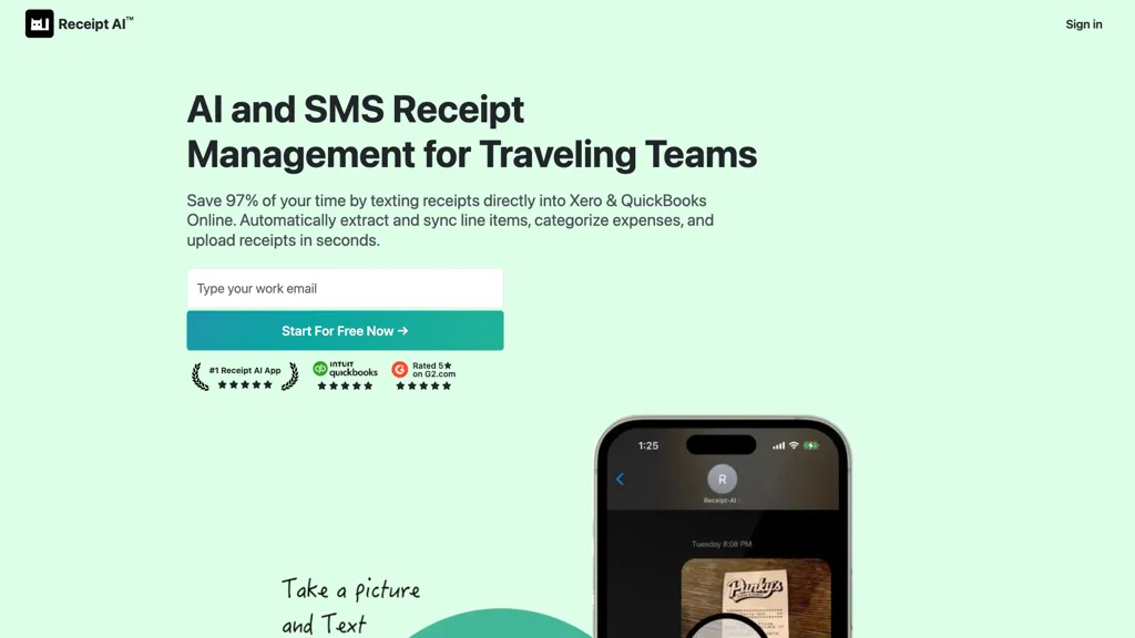 Receipt AI 官网截图
