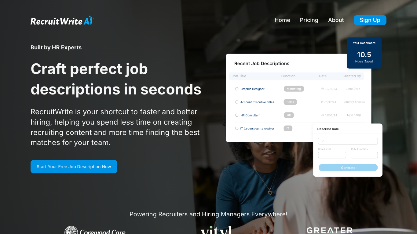 RecruitWrite AI 官网截图