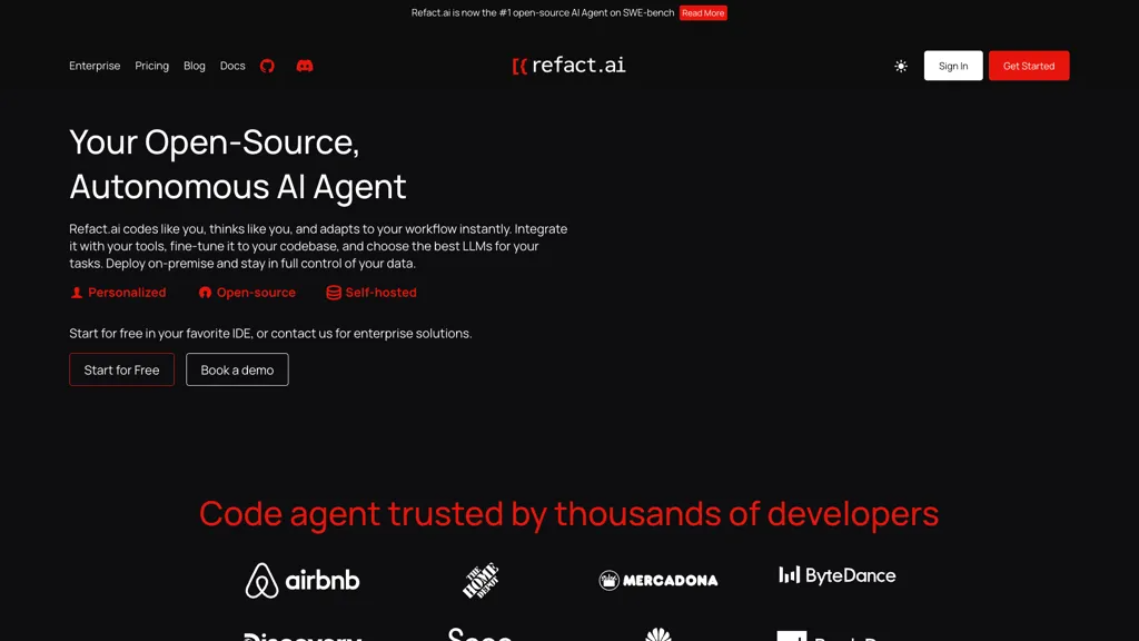 Refact AI 官网截图