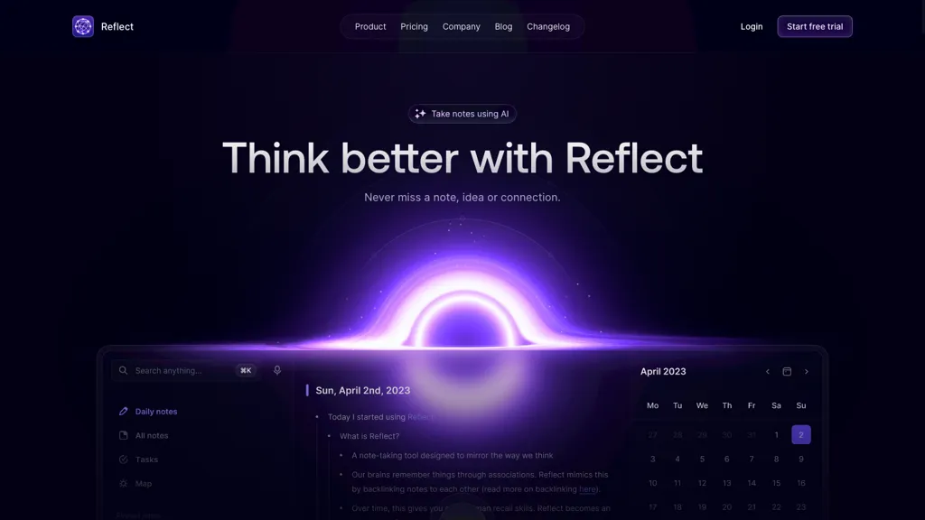 Reflect AI 官网截图