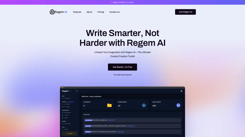 Regem AI Platform 官网截图
