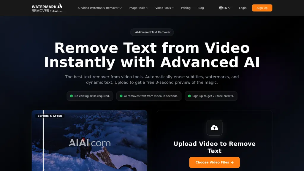 Remove text from video 官网截图
