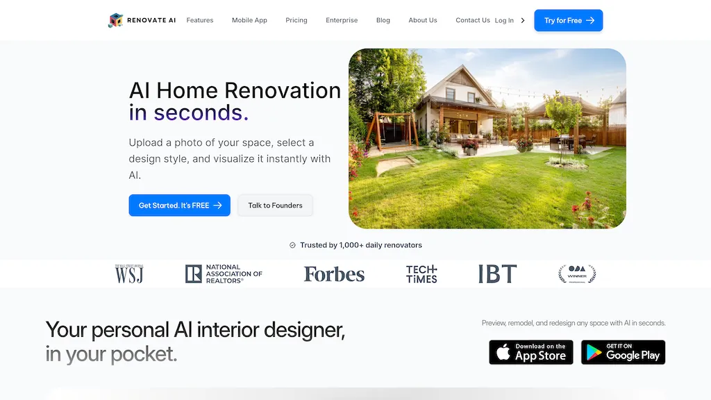 Renovate AI 官网截图