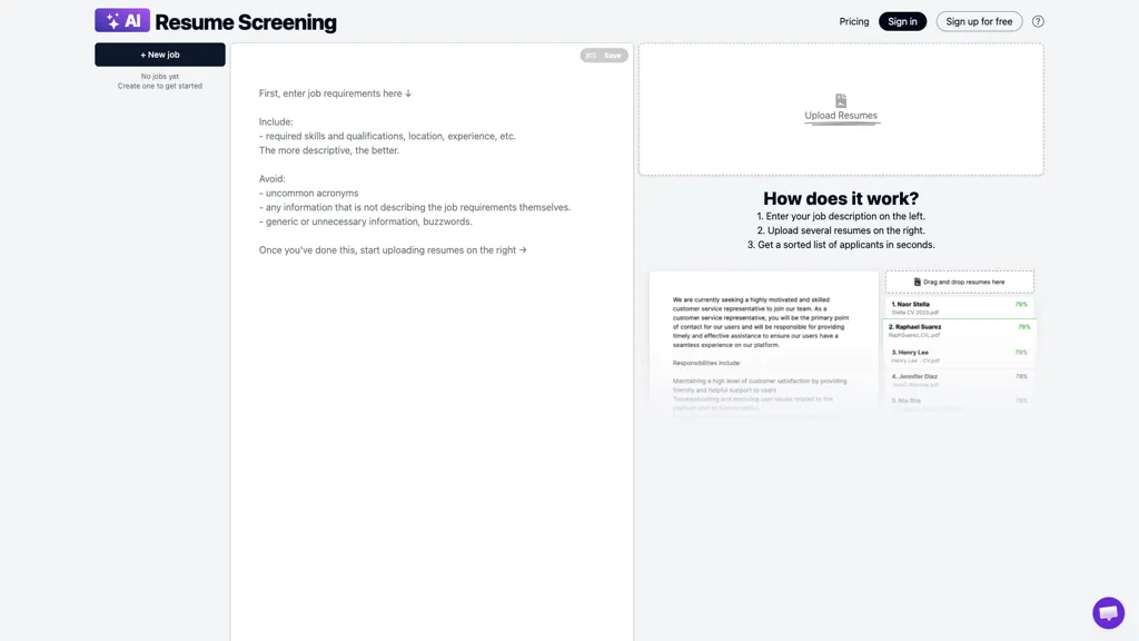 Resume Screening AI 工具截图