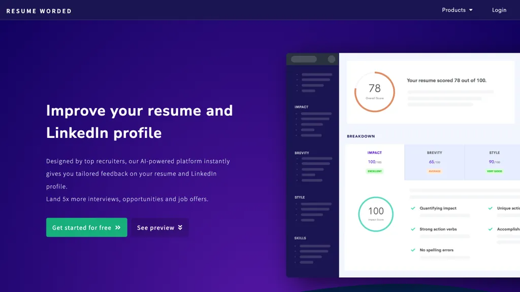 Resume Worded 工具截图