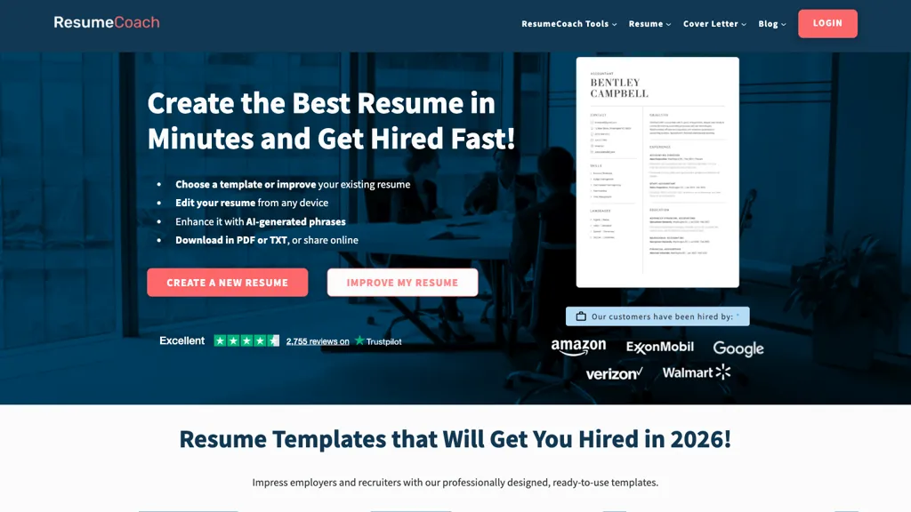 Resumecoach.com 官网截图