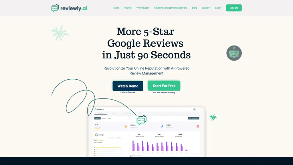 Reviewly ai 官网截图