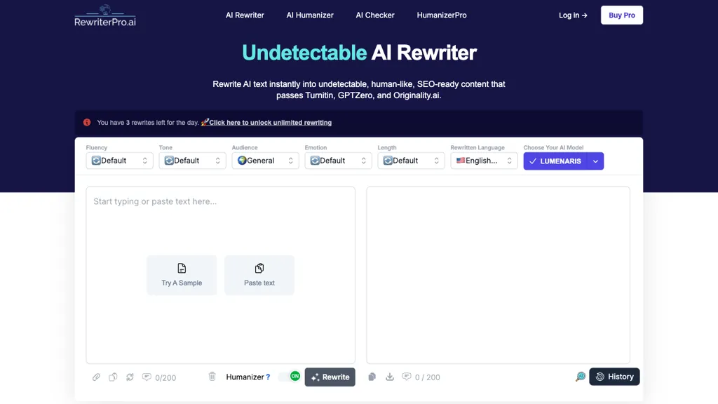 RewriterPro.ai 官网截图