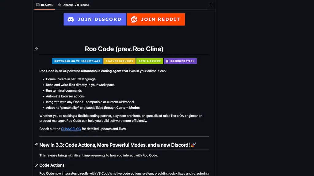 RooCode 官网截图