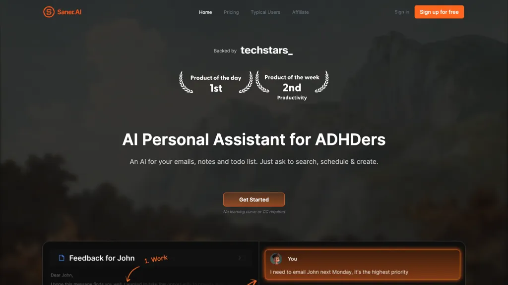 Saner.ai 官网截图