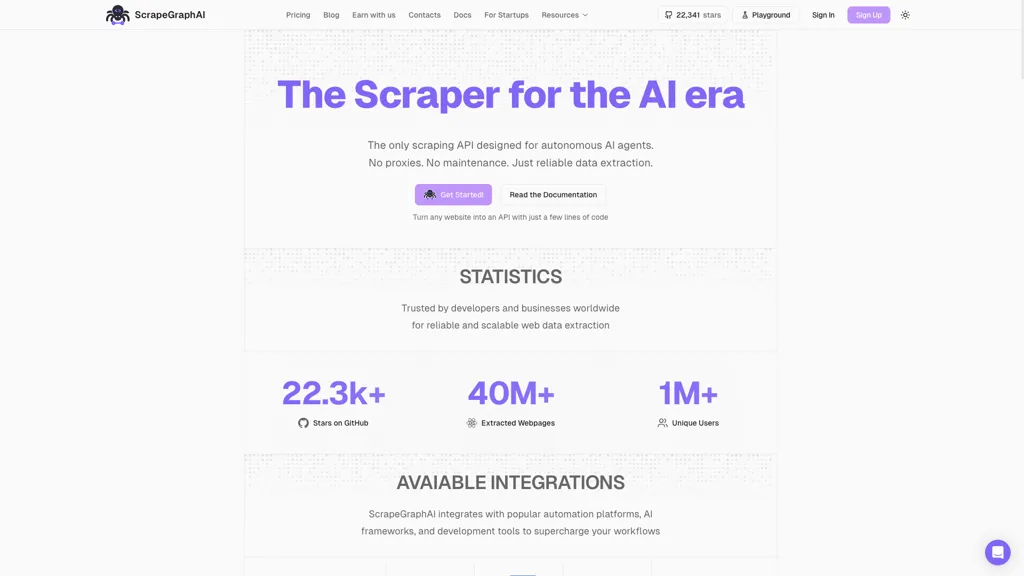 ScrapeGraphAI 工具截图