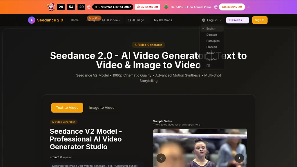 Seedance 2 AI 官网截图