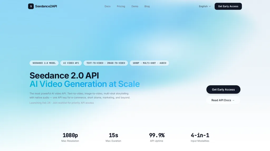 Seedance2API.app 官网截图