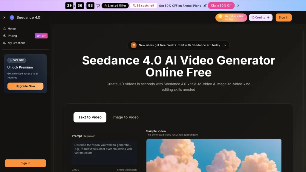 Seedance4.video 官网截图