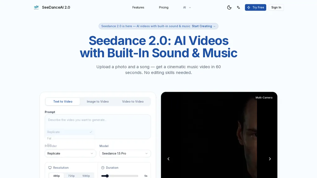 Seedanceai.tech 官网截图