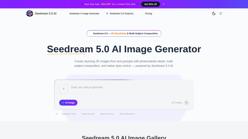 Seedream 5.0 AI 官网截图