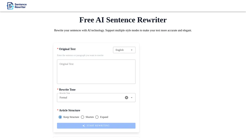 Sentence Rewriter 官网截图
