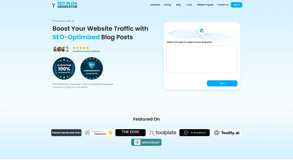 SEO Blog Generator 官网截图