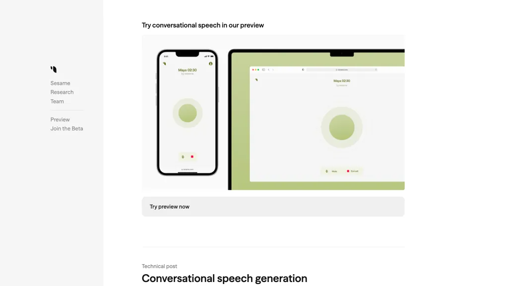 Sesame AI 官网截图