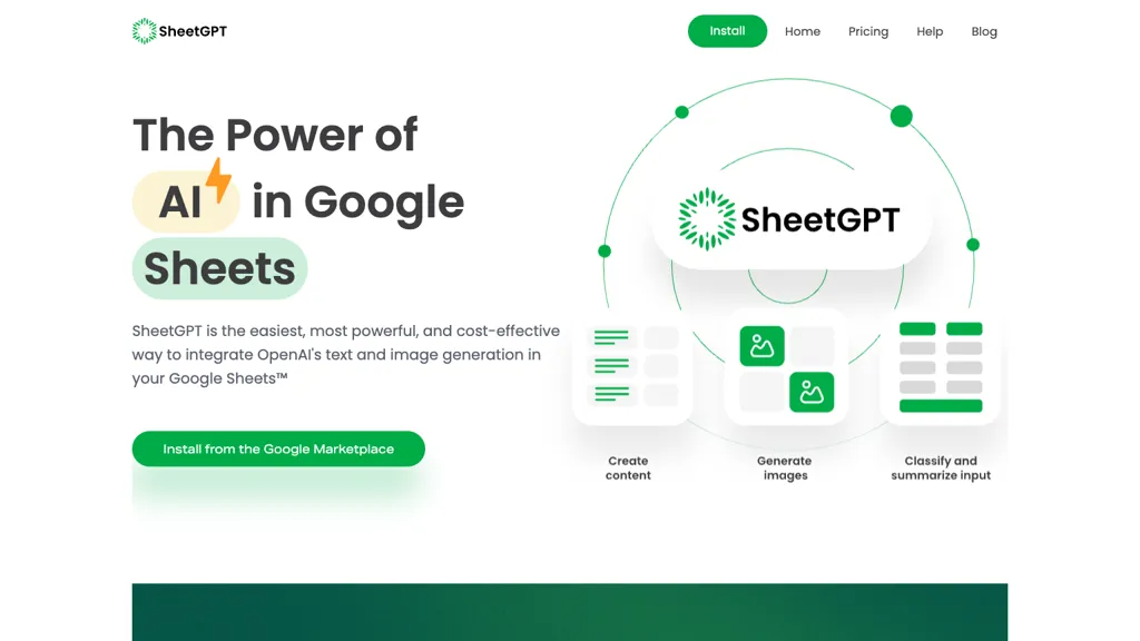 SheetGPT 官网截图