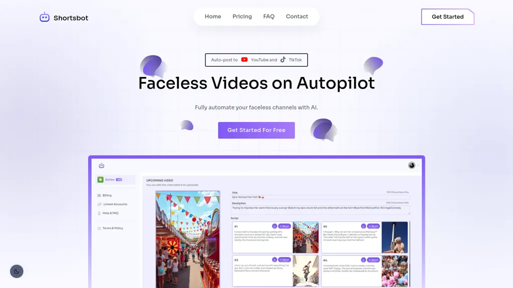 Shortsbot AI 官网截图