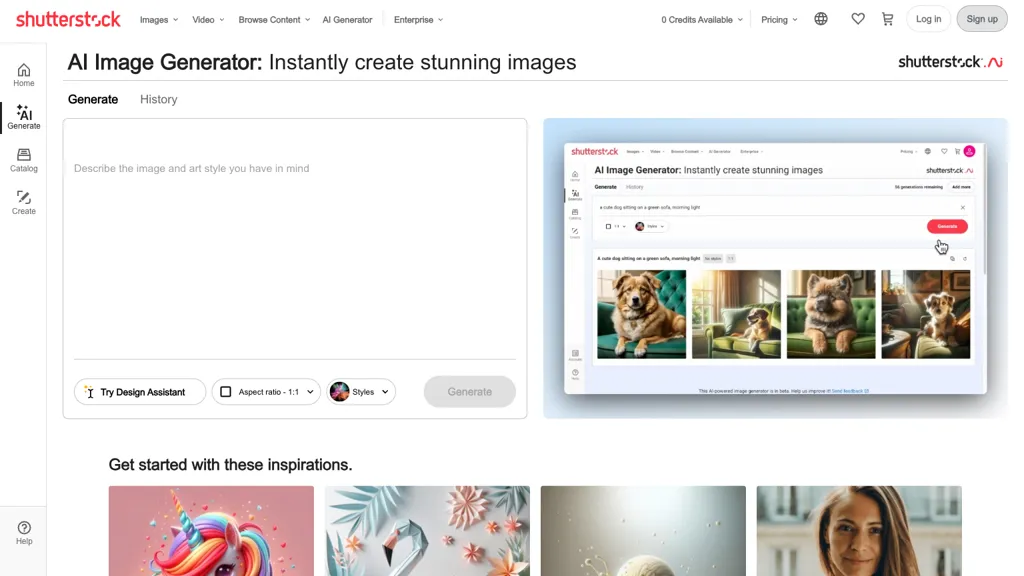 Shutterstock Image generator 官网截图