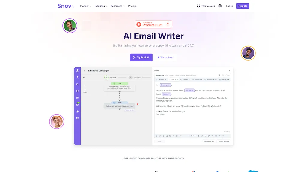 Snov Email Writer 官网截图