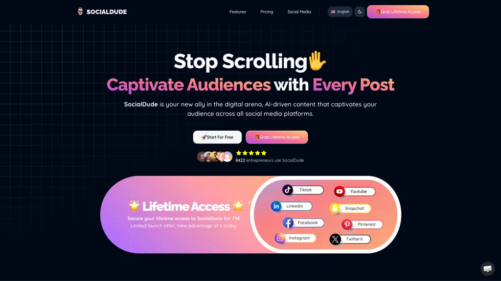 Socialdude.ai 官网截图