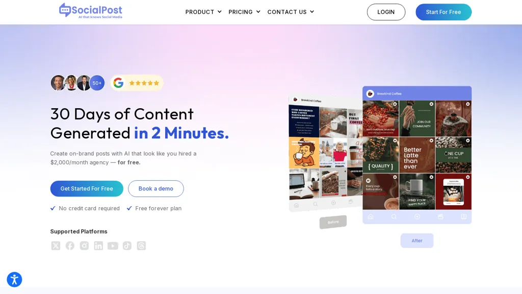 SocialPost.ai 官网截图
