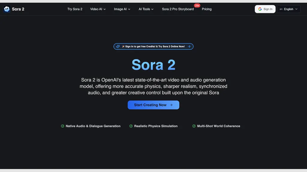 Sora 2.Video 官网截图